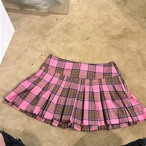 Pink plaid skater skirt